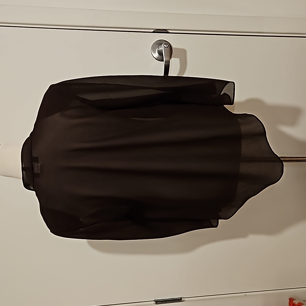 Dark brown Open front covering slit flutter sleeves iridescent beading sz 12 - Picture 10 of 11